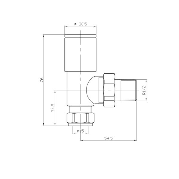 Eastbrook Round Head Angled Manual Radiator Valves Pair - Image 2