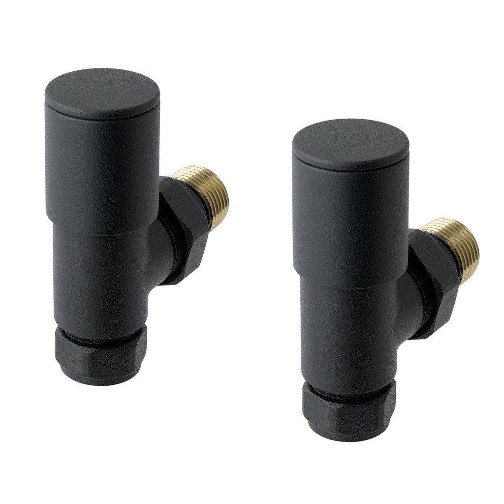Eastbrook Round Head Angled Manual Radiator Valves Pair - Matt Anthracite