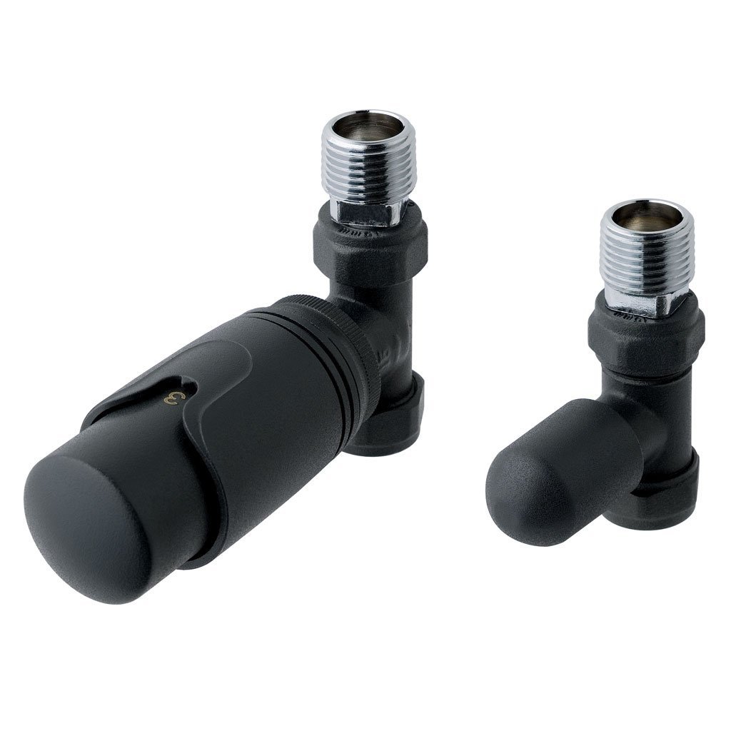 Eastbrook Biava Thermostatic Straight Radiator Valve And Lock Shield - Matt Anthracite