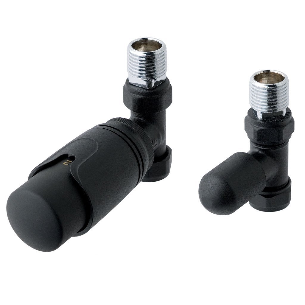 Eastbrook Biava Thermostatic Straight Radiator Valve And Lock Shield - Matt Black