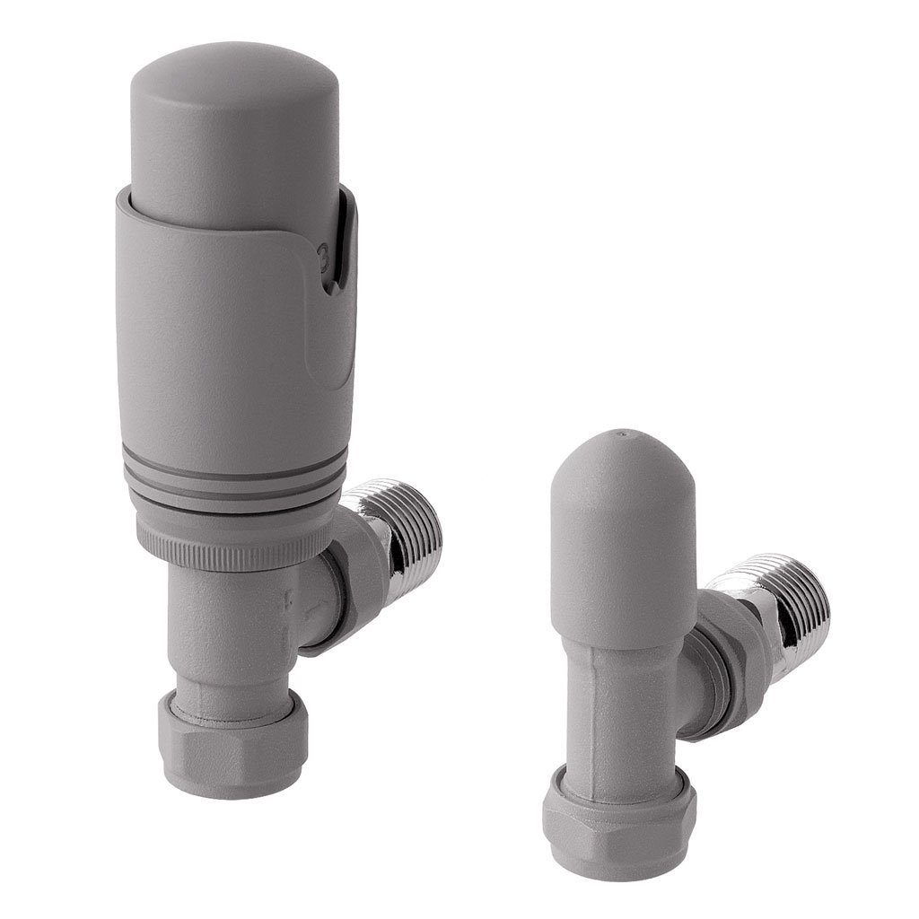 Eastbrook Biava Thermostatic Angled Radiator Valve And Lock Shield - Matt Grey