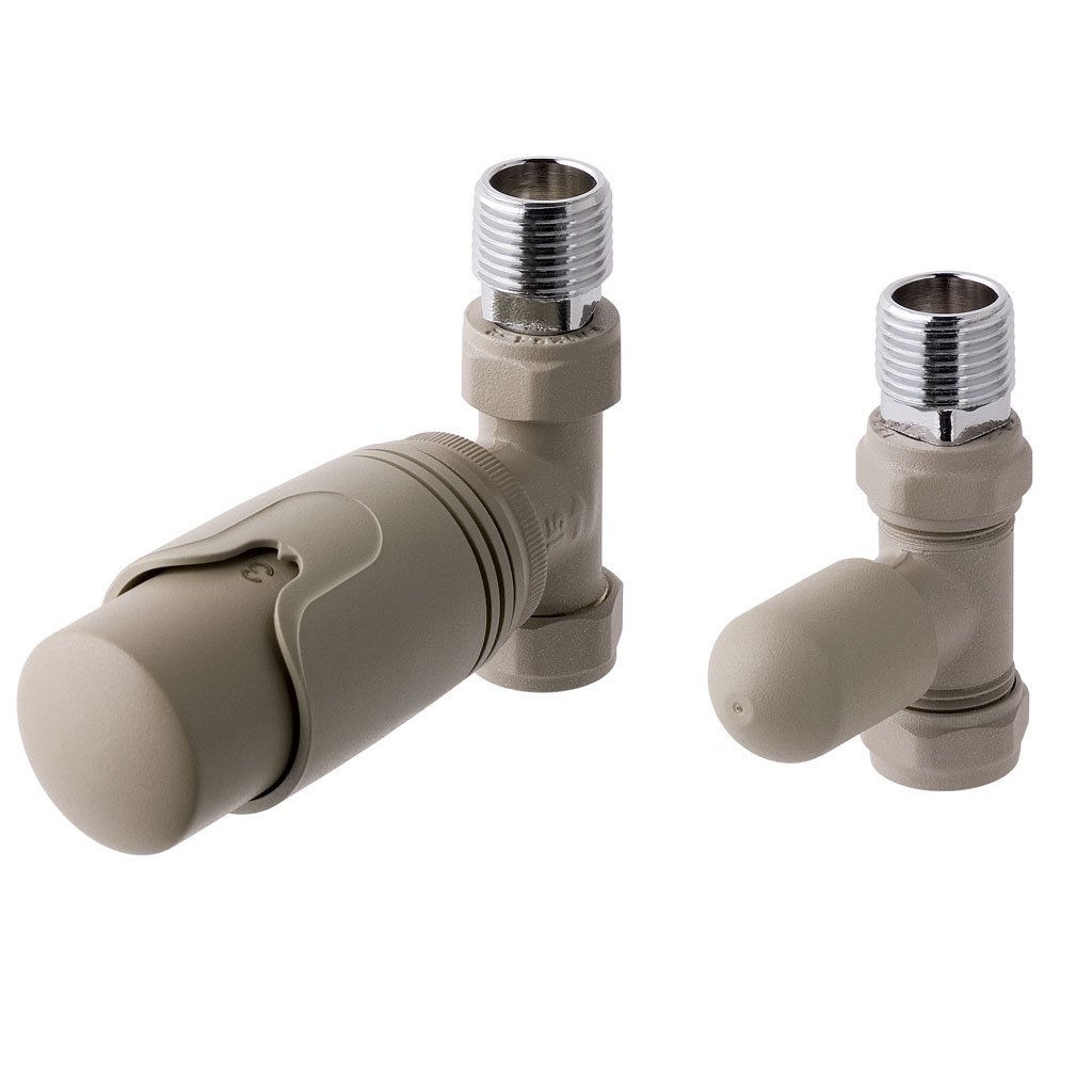 Eastbrook Biava Thermostatic Straight Radiator Valve And Lock Shield - Matt Cappuccino