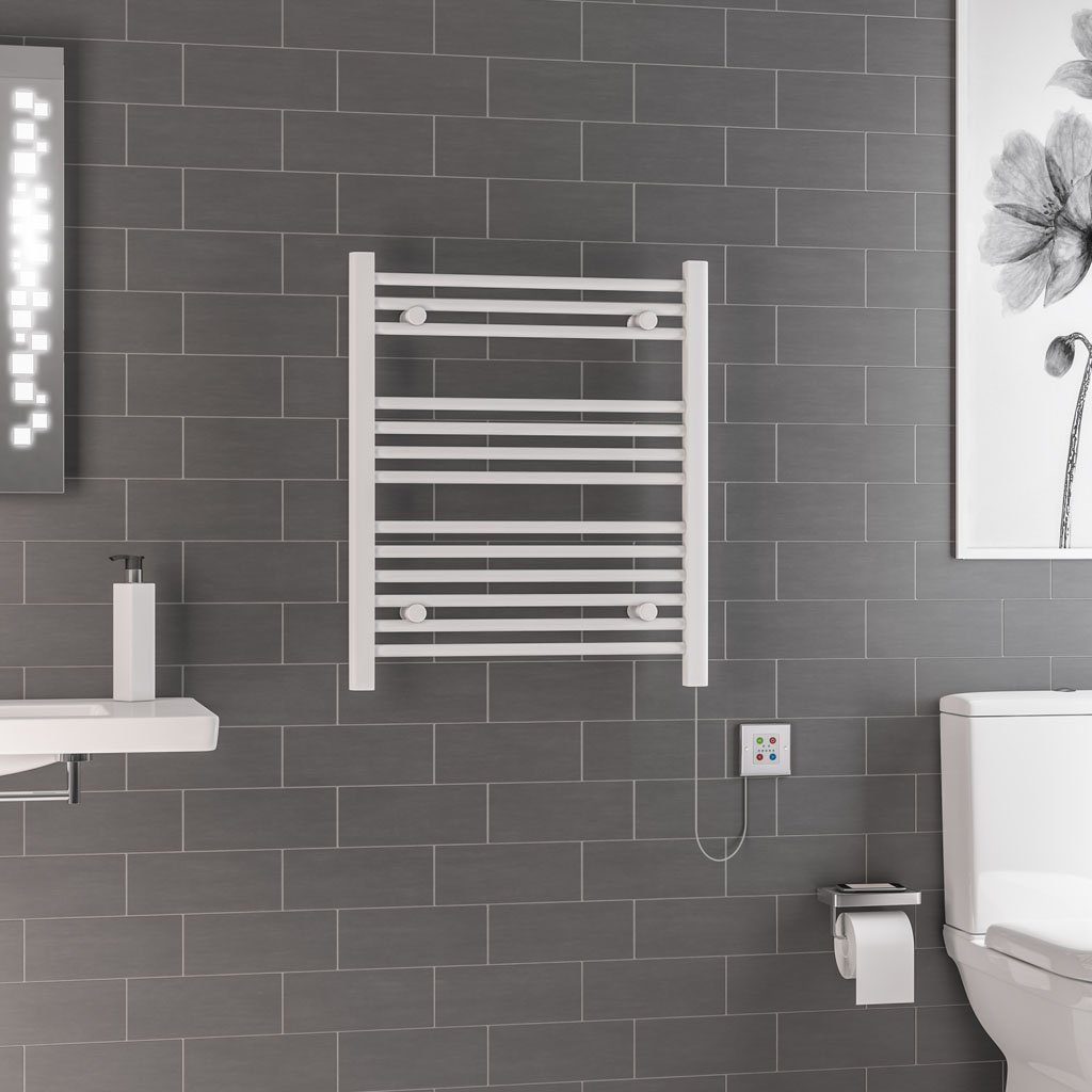 Eastbrook Biava Dry Element Electric Towel Rail – Gloss White - 700mm x 600mm