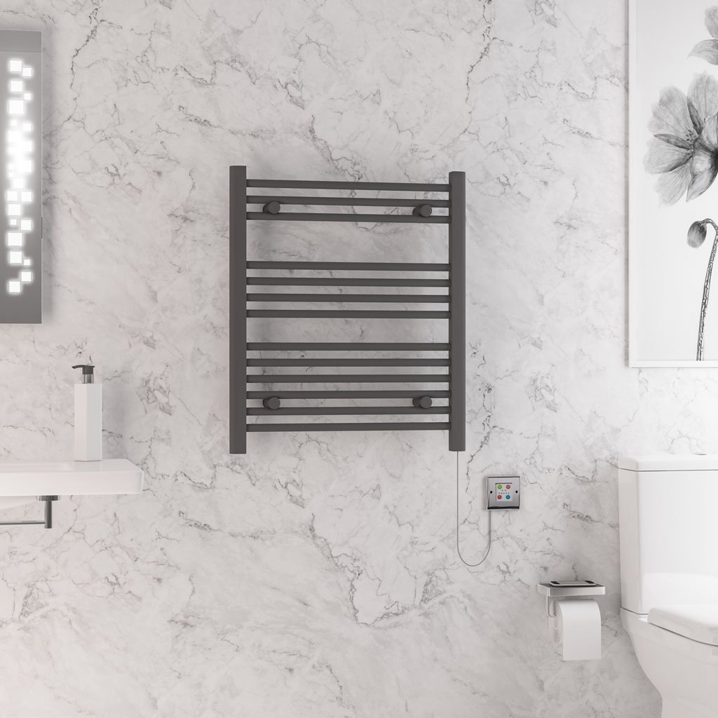 Eastbrook Biava Dry Element Electric Towel Rail – Matt Anthracite - 700mm x 600mm
