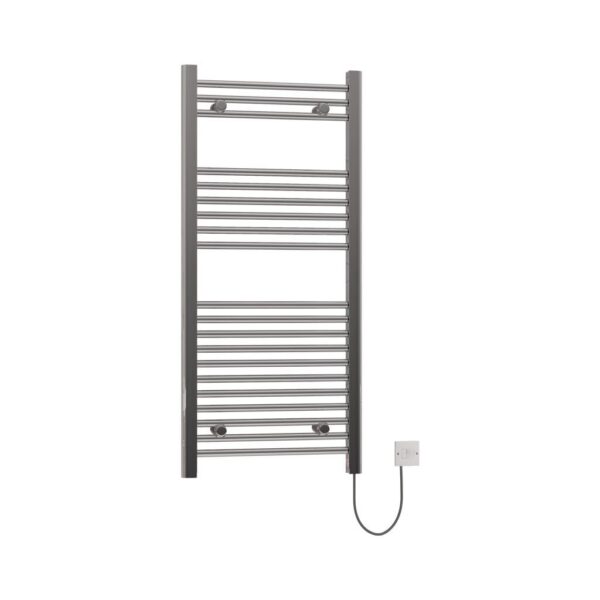 Eastbrook Biava Dry Element Electric Towel Rail Wide Integrated Button - 1100mm x 500mm - Chrome - Image 2