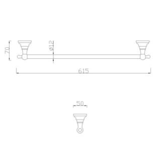 Eastbrook Rockingham Single Towel Rail - Chrome - Image 2