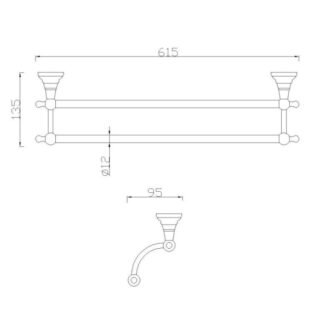 Eastbrook Rockingham Double Towel Rail - Chrome - Image 2