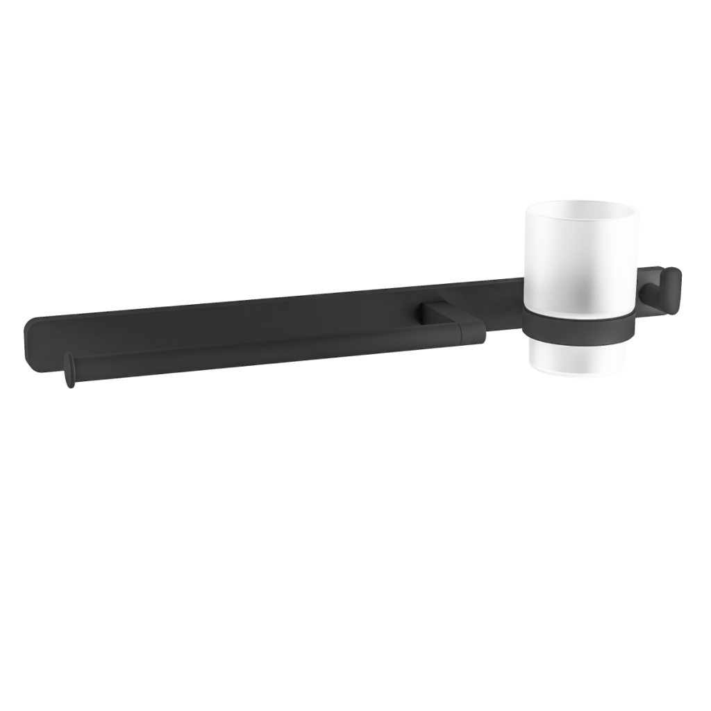 Eastbrook Asti Towel Ring, Hook and Tumbler Holder Bright - Matt Black