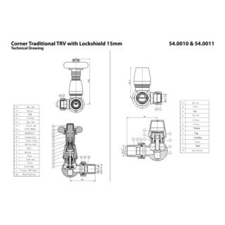 Eastbrook Thermostatic Corner Radiator Valves Pair With Lock Shield - Image 2