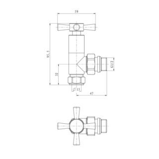 Eastbrook Traditional Manual Angled Radiator Valves Pair - Chrome - Image 2