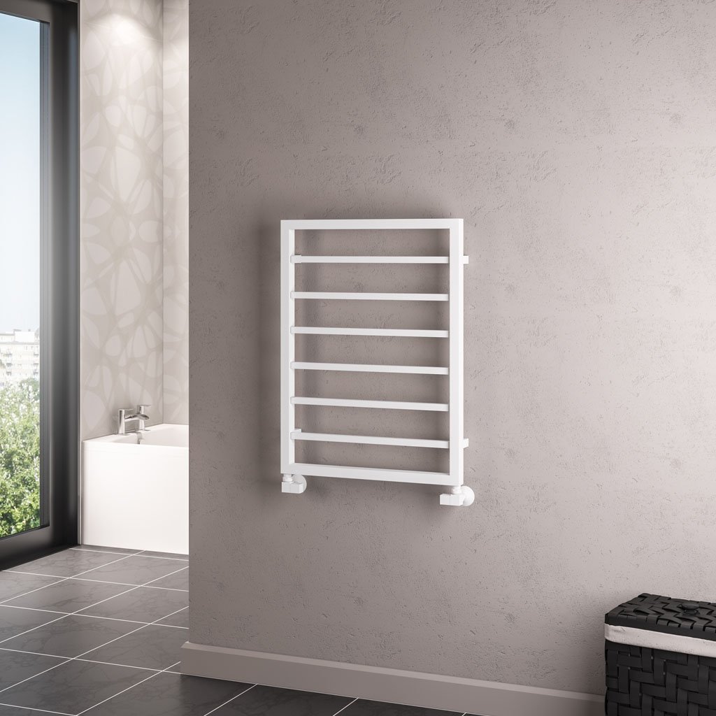 Eastbrook Ryton Designer Heated Towel Rail – Matt White - 800mm x 600mm