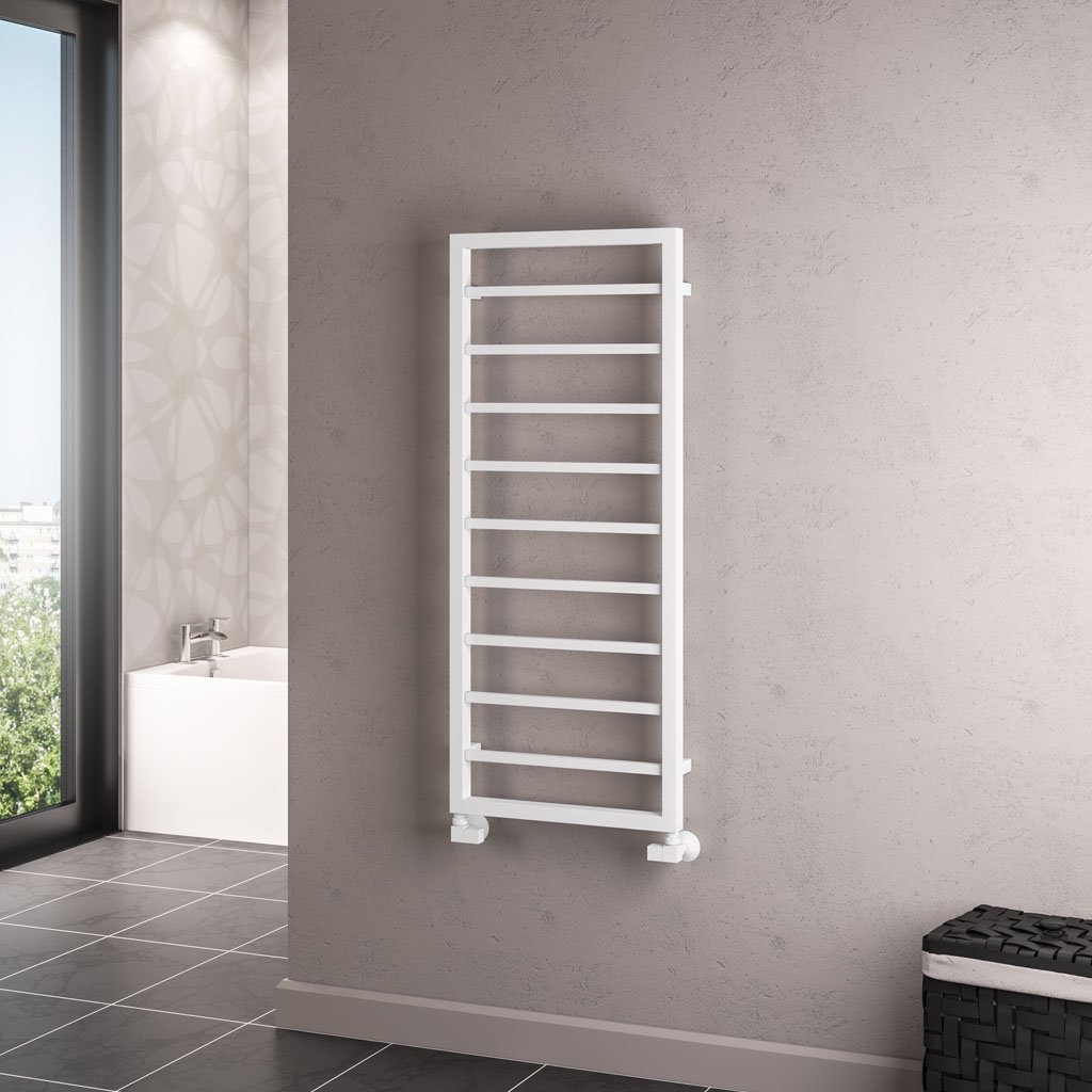 Eastbrook Ryton Designer Heated Towel Rail – Matt White - 1200mm x 500mm