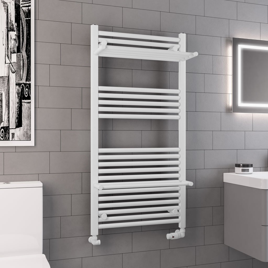 Eastbrook Haddenham Straight Heated Towel Rail – Matt White - 1200mm x 600mm