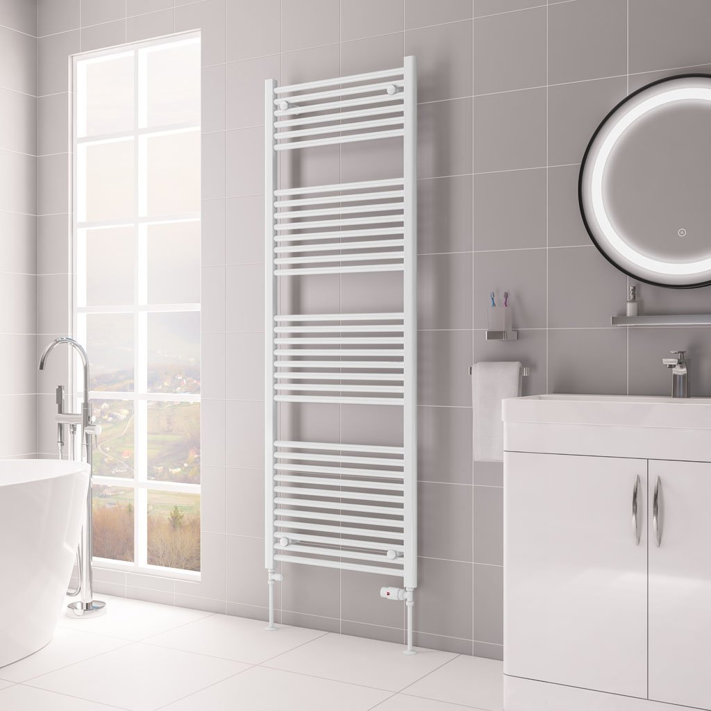 Eastbrook Biava Multirail HV Straight Heated Towel Rail – Gloss White - 1720mm x 600mm
