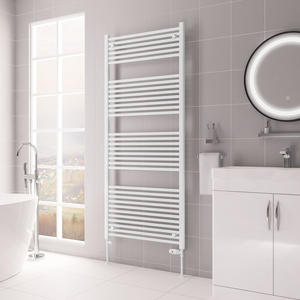 Eastbrook Biava Multirail HV Straight Heated Towel Rail – Gloss White - 1720mm x 750mm
