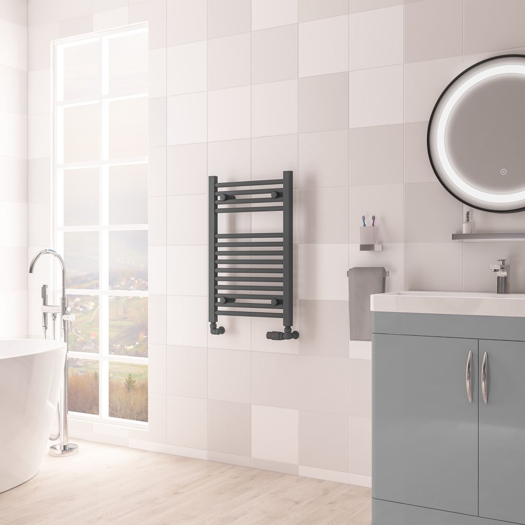 Eastbrook Biava Multirail HV Straight Heated Towel Rail – Matt Anthracite - 688mm x 450mm