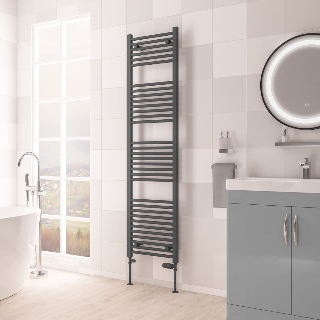 Eastbrook Biava Multirail HV Straight Heated Towel Rail – Matt Anthracite - 1720mm x 450mm