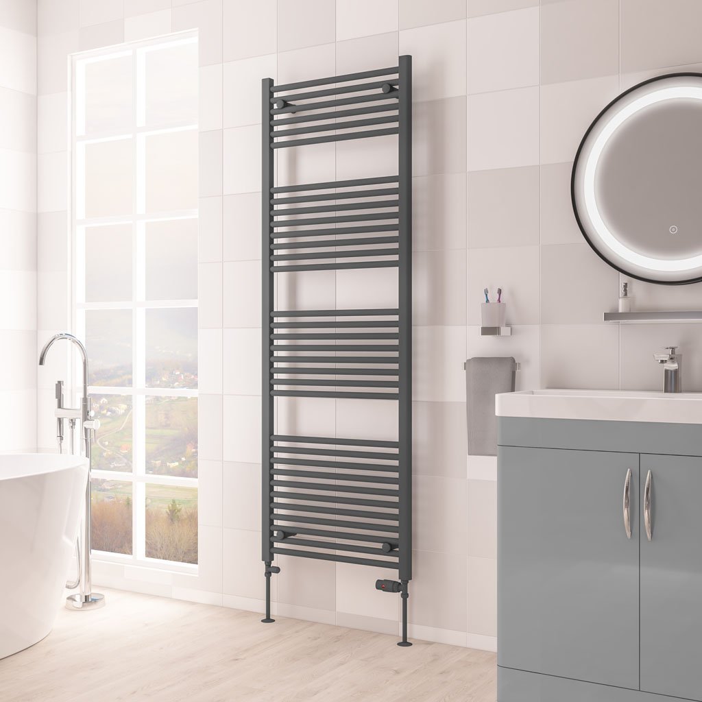 Eastbrook Biava Multirail HV Straight Heated Towel Rail – Matt Anthracite - 1720mm x 600mm