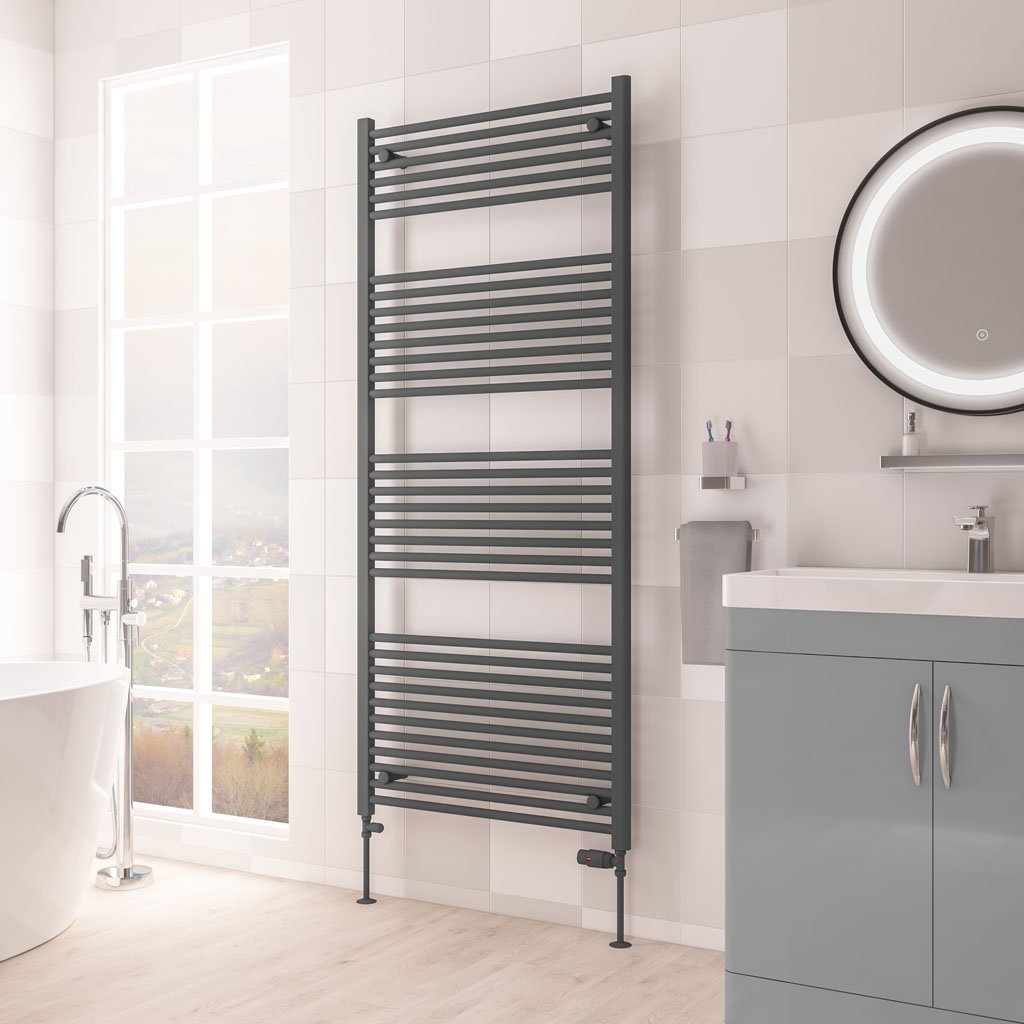 Eastbrook Biava Multirail HV Straight Heated Towel Rail – Matt Anthracite - 1720mm x 750mm