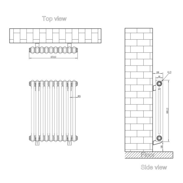 Eastbrook Rivassa 2 Column Designer Radiator - Matt Anthracite - Image 21