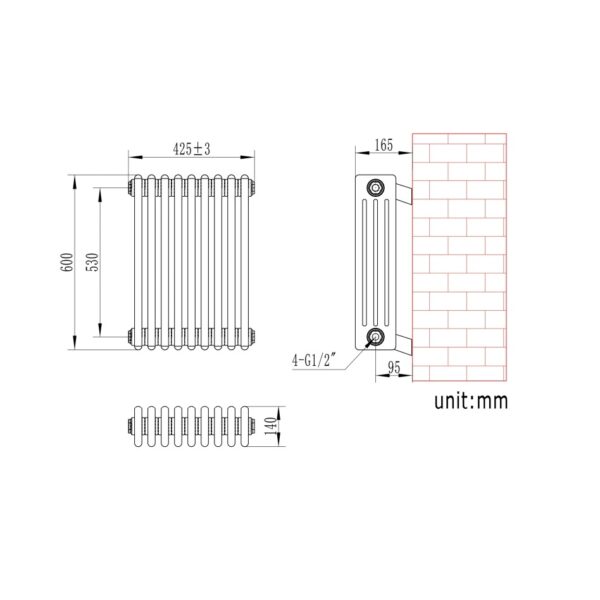 Eastbrook Rivassa 4 Column Designer Radiator - White - Image 14