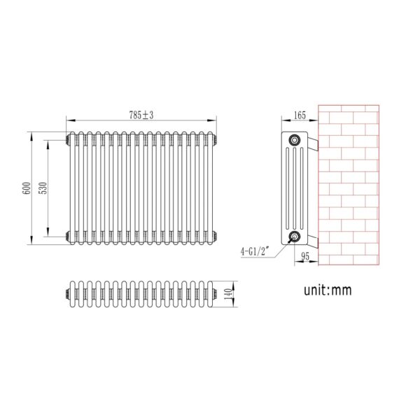 Eastbrook Rivassa 4 Column Designer Radiator - White - Image 16