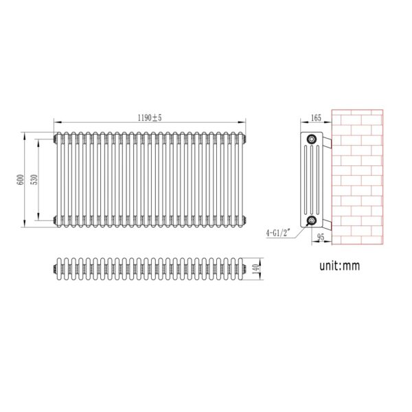 Eastbrook Rivassa 4 Column Designer Radiator - White - Image 18