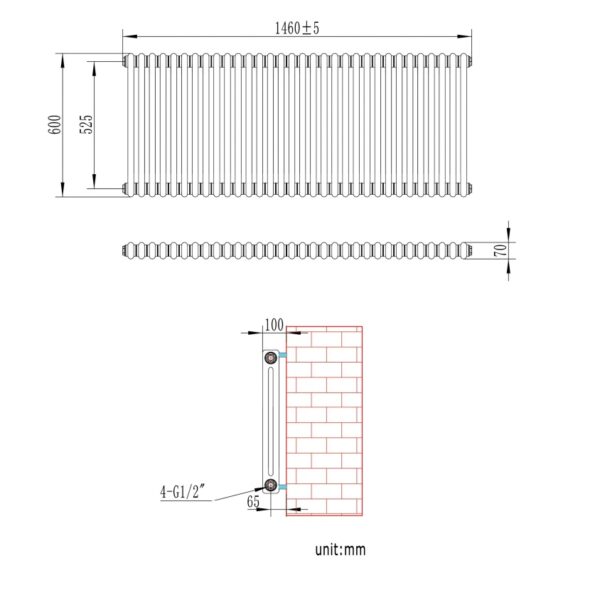 Eastbrook Rivassa 2 Column Designer Radiator - Matt Anthracite - Image 27