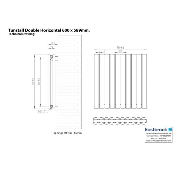 Eastbrook Tunstall Double Designer Radiator - Matt White - Image 4