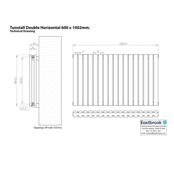 Eastbrook Tunstall Double Designer Radiator - Matt White - Image 18