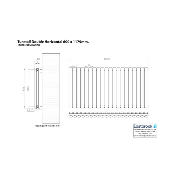 Eastbrook Tunstall Double Designer Radiator - Matt White - Image 19