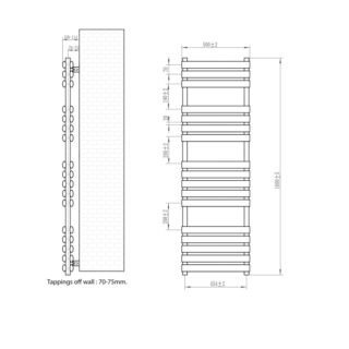 Eastbrook Tunstall Double Designer Heated Towel Rail - Matt White - Image 16