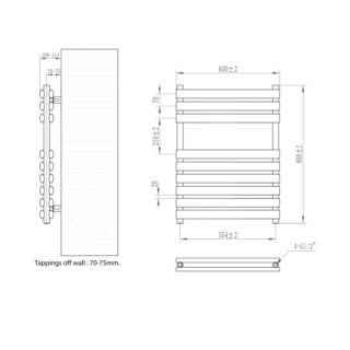 Eastbrook Tunstall Double Designer Heated Towel Rail - Matt White - Image 13