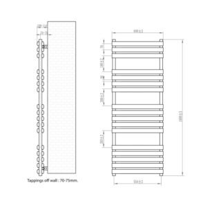Eastbrook Tunstall Double Designer Heated Towel Rail - Matt White - Image 17
