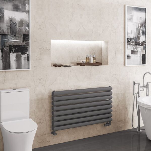 Eastbrook Tunstall Double Designer Heated Towel Rail - Matt Anthracite