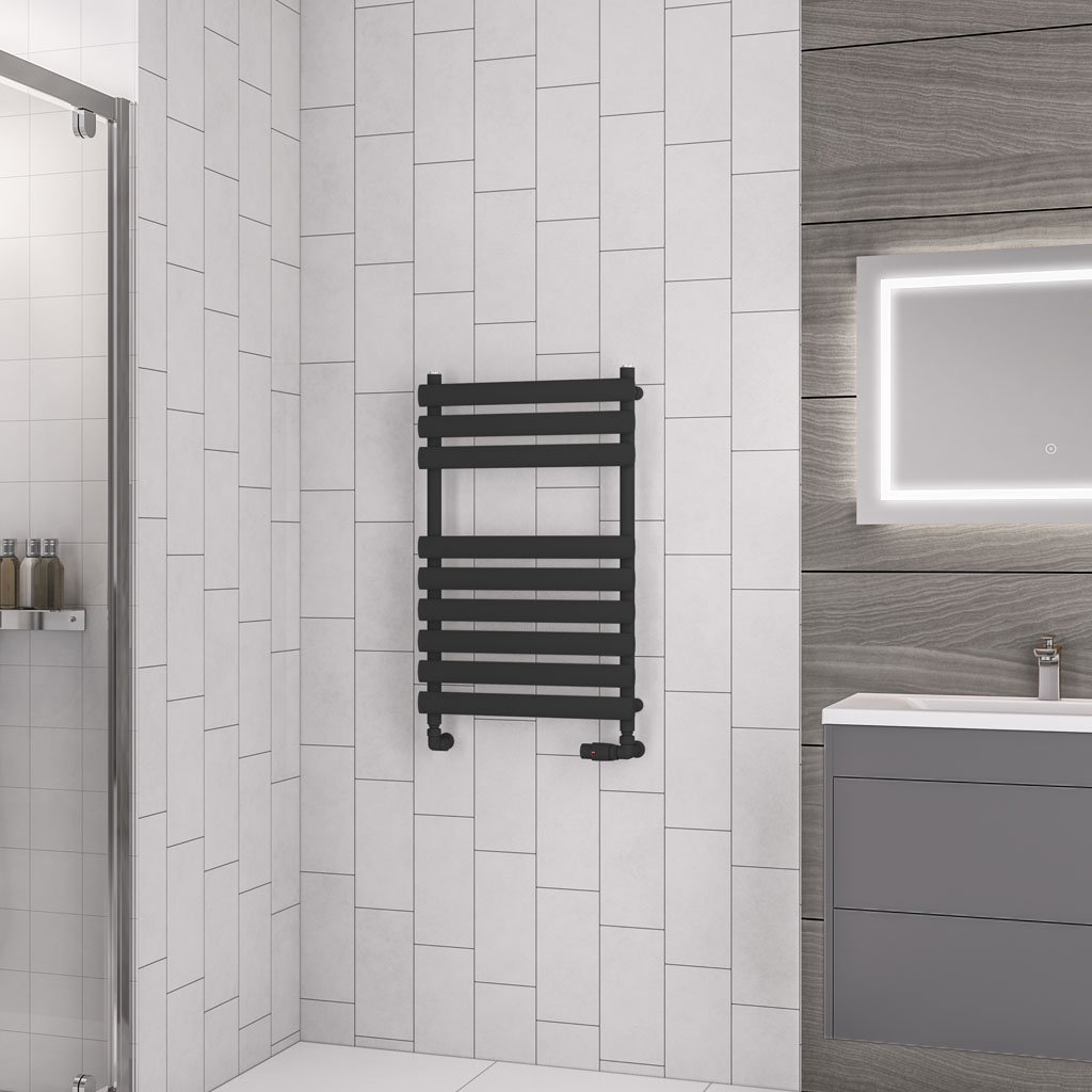 Eastbrook Tunstall Designer Heated Towel Rail – Matt Black - 800mm x 500mm