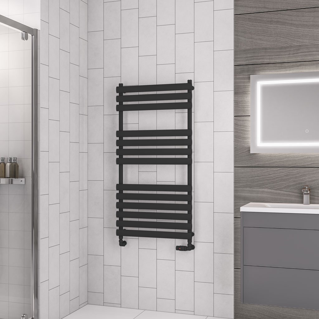 Eastbrook Tunstall Designer Heated Towel Rail – Matt Black - 1200mm x 600mm