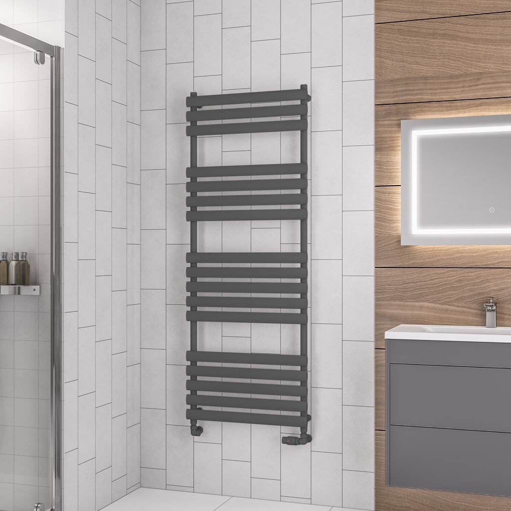 Eastbrook Tunstall Designer Heated Towel Rail – Matt Anthracite - 1600mm x 600mm