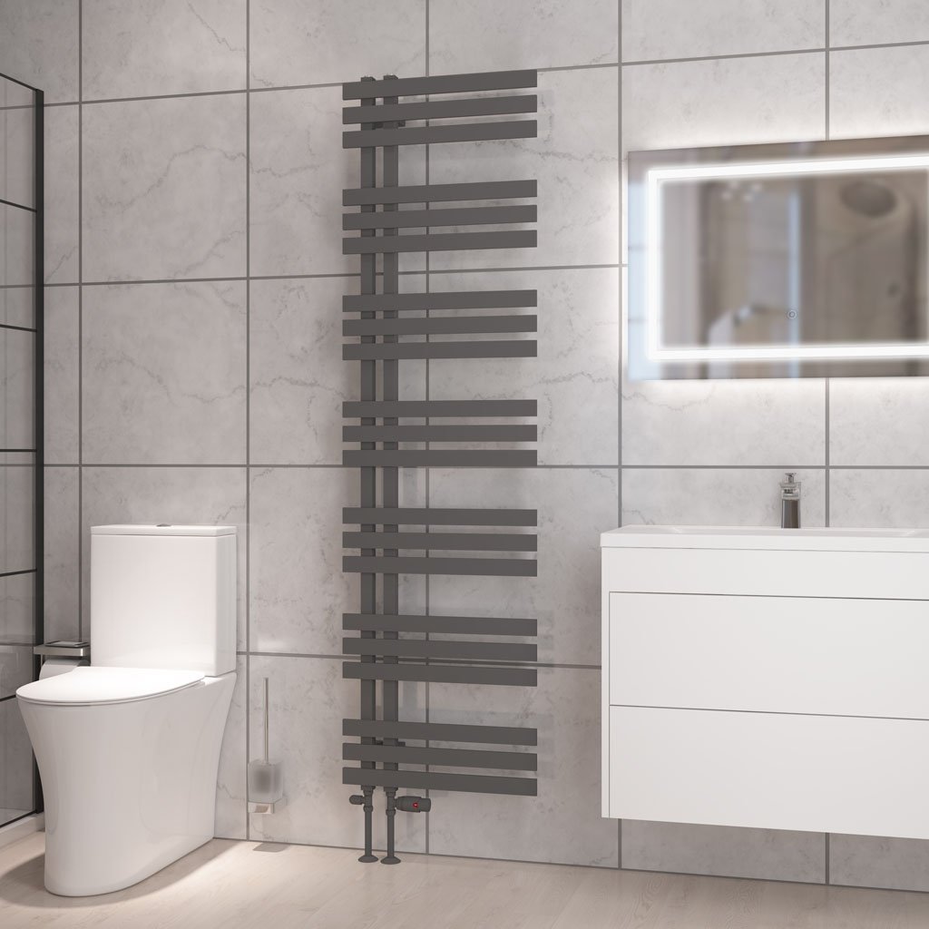 Eastbrook Hurley Designer Straight Heated Towel Rail – Matt Anthracite - 1800mm x 500mm