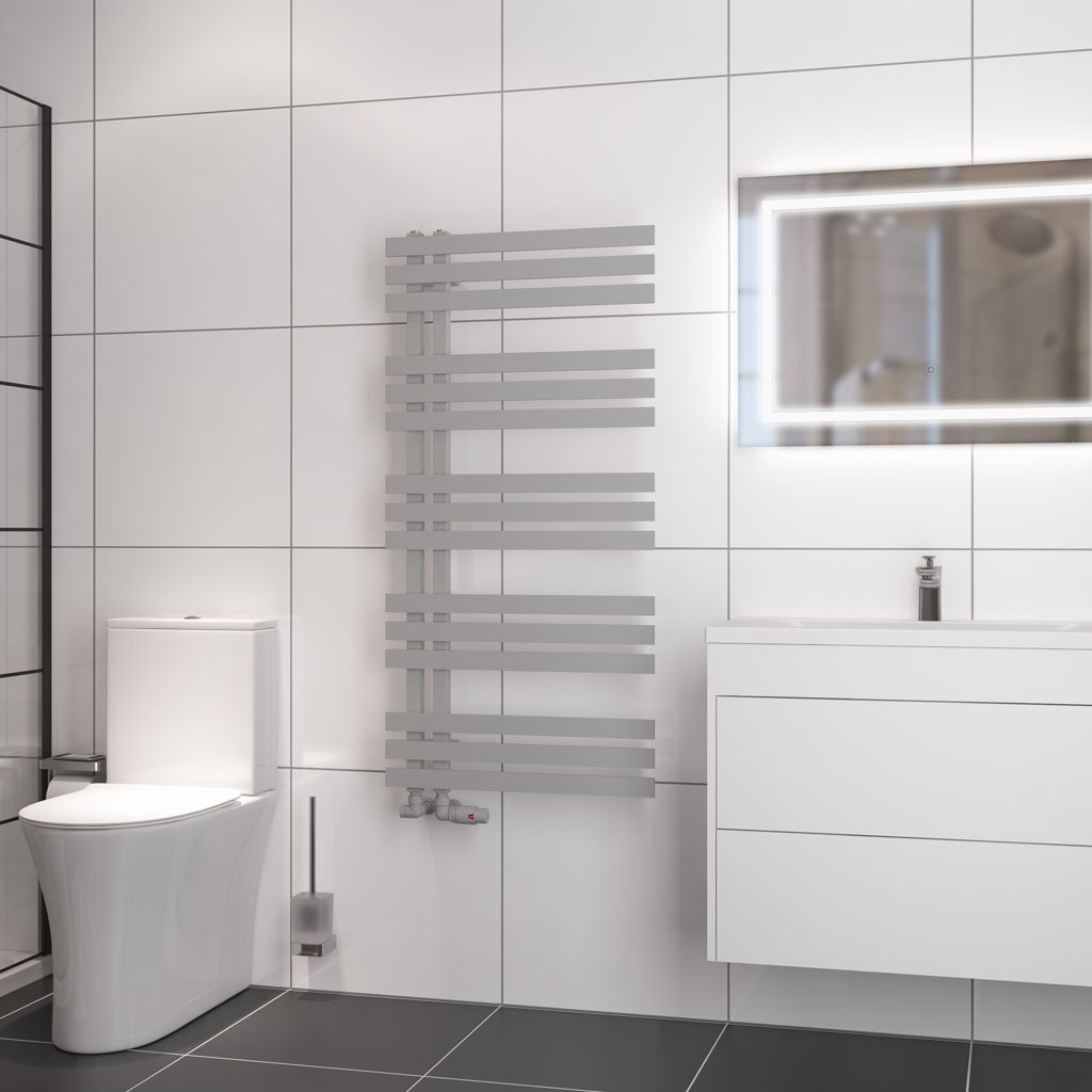 Eastbrook Hurley Designer Straight Heated Towel Rail – Matt Grey - 1200mm x 600mm