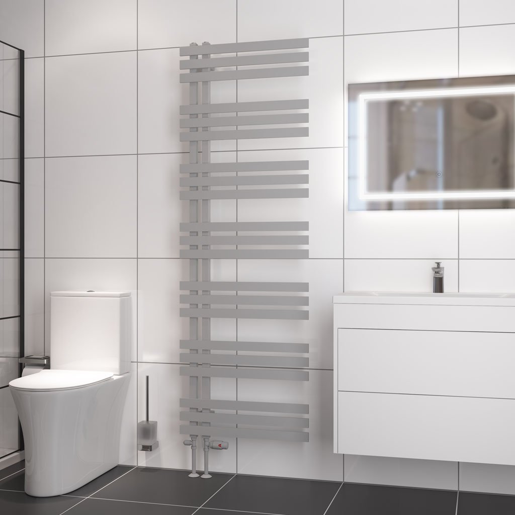 Eastbrook Hurley Designer Straight Heated Towel Rail – Matt Grey - 1800mm x 600mm