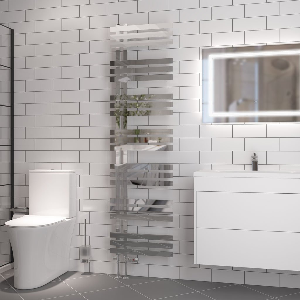 Eastbrook Hurley Designer Straight Heated Towel Rail – Chrome - 1800mm x 500mm