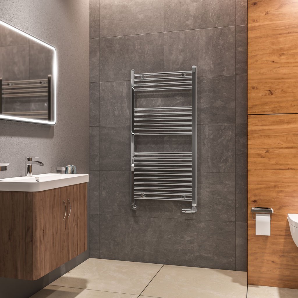 Eastbrook Westward Straight Heated Towel Rail – Chrome - 1200mm x 600mm
