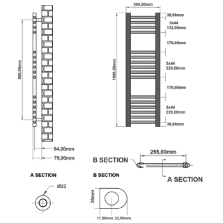 Eastbrook Wingrave Straight Heated Towel Rail - Matt Grey - Image 68