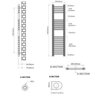 Eastbrook Wingrave Straight Heated Towel Rail - Matt Grey - Image 70