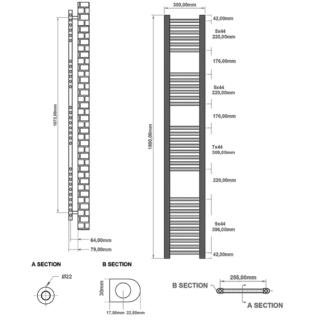 Eastbrook Wingrave Straight Heated Towel Rail - Matt Grey - Image 76