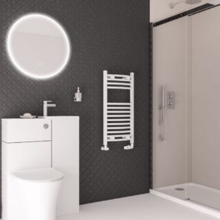 Eastbrook Wingrave Curved Heated Towel Rail - Gloss White - Image 2