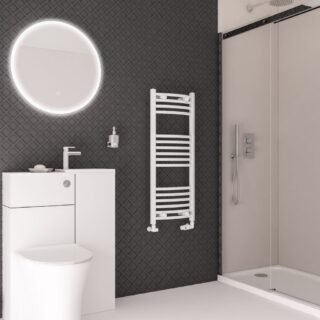 Eastbrook Wingrave Curved Heated Towel Rail - Gloss White - Image 7