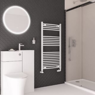 Eastbrook Wingrave Curved Heated Towel Rail - Gloss White - Image 12