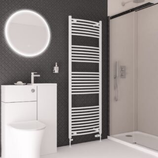 Eastbrook Wingrave Curved Heated Towel Rail - Gloss White - Image 18